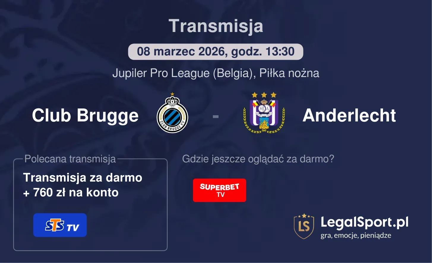 Club Brugge - Anderlecht Transmisje