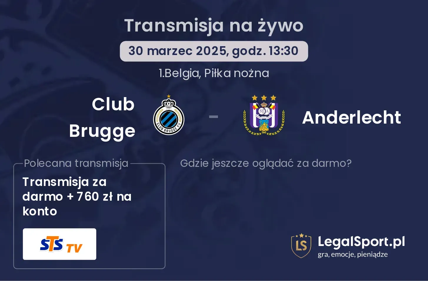 Club Brugge - Anderlecht gdzie oglądać transmisję?