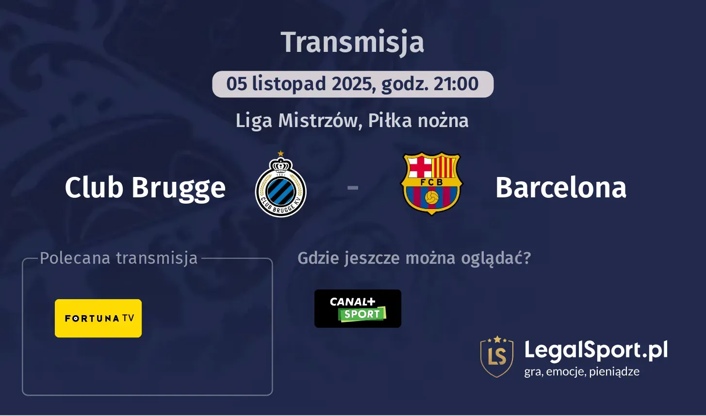 Club Brugge - Barcelona Transmisje
