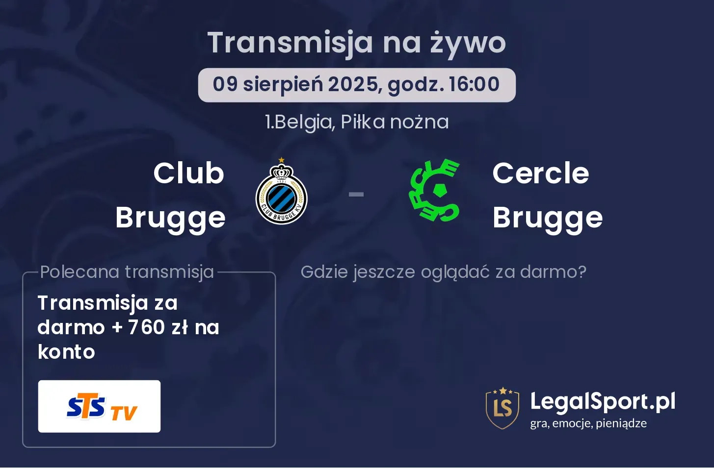 Cercle Brugge - Club Brugge gdzie oglądać?