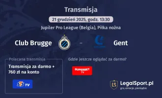Club Brugge - Gent gdzie oglądać? (21.12)