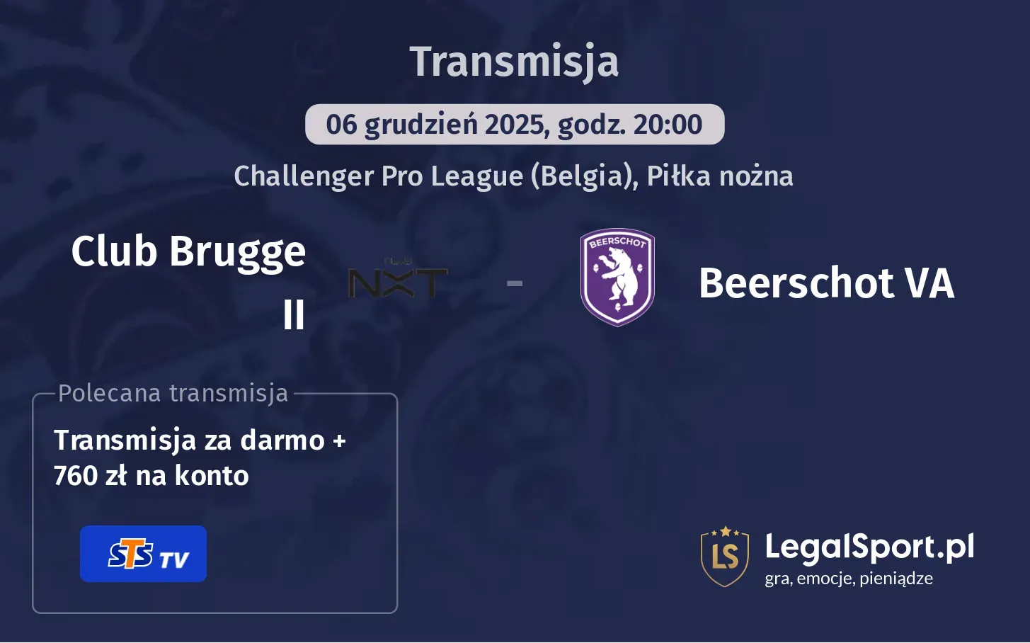 Club Brugge II - Beerschot VA Transmisje
