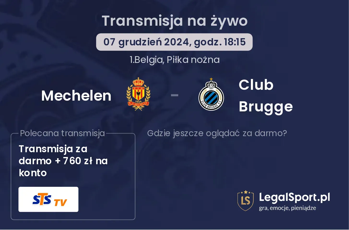Mechelen - Club Brugge gdzie oglądać?