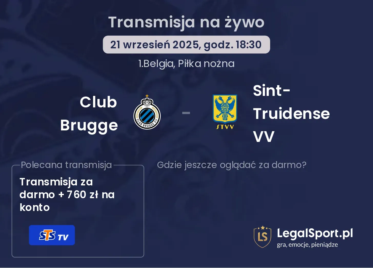 Club Brugge - Sint-Truidense VV gdzie oglądać?