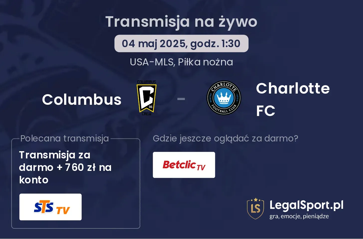 Columbus - Charlotte FC gdzie oglądać?