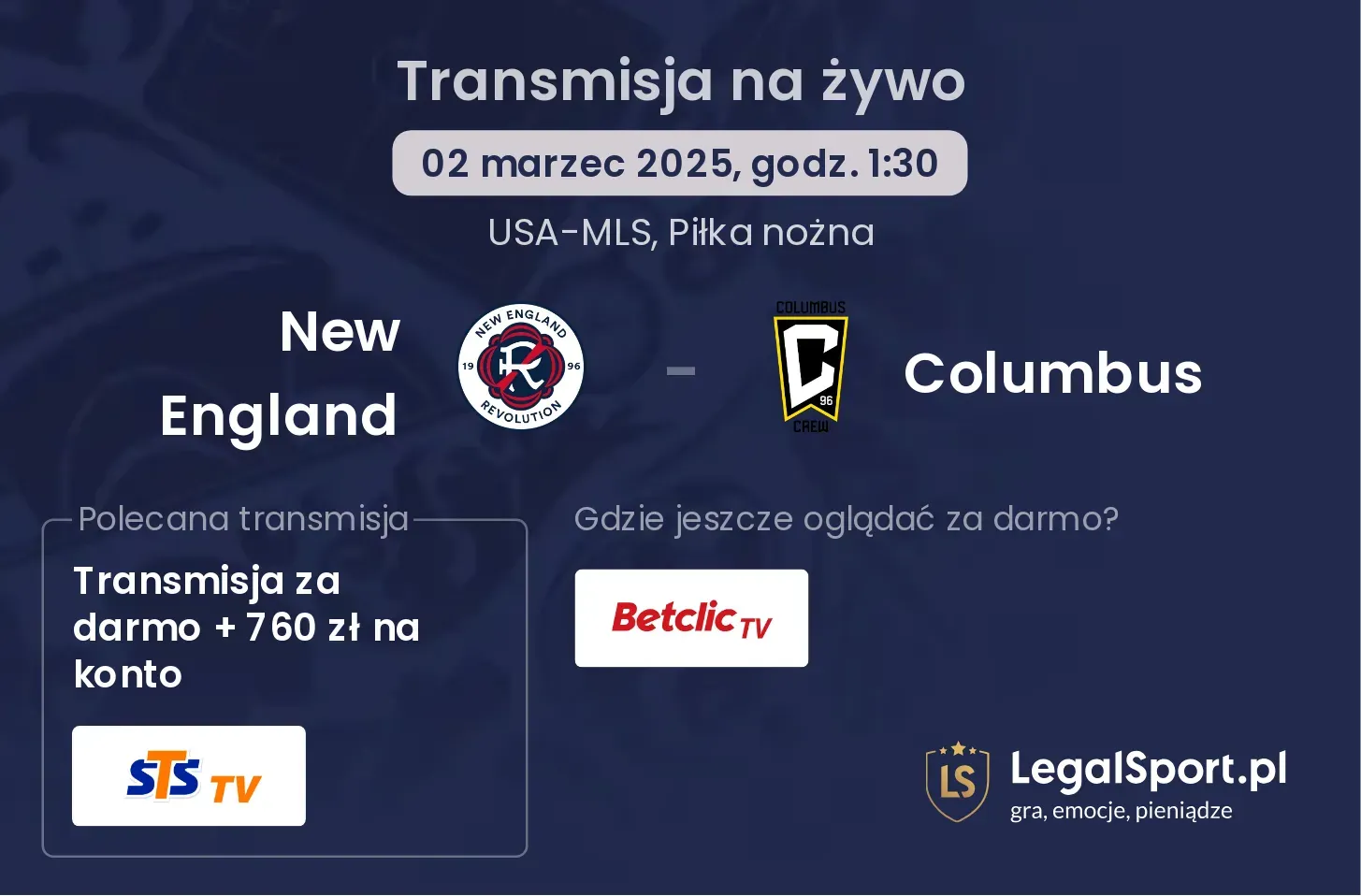 New England - Columbus gdzie oglądać?