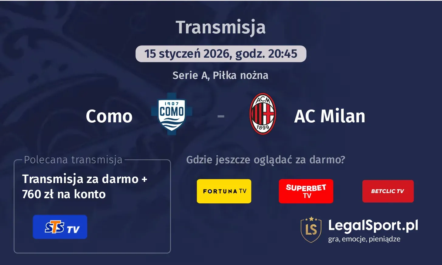 Como - AC Milan Transmisje