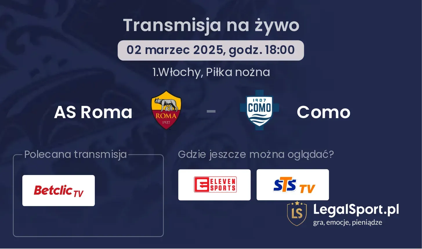 AS Roma - Como gdzie oglądać?