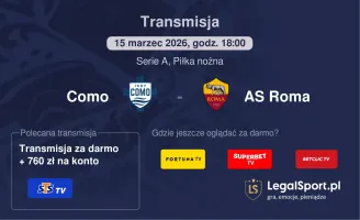 Como - AS Roma gdzie oglądać (15.03.2026, 18:00)