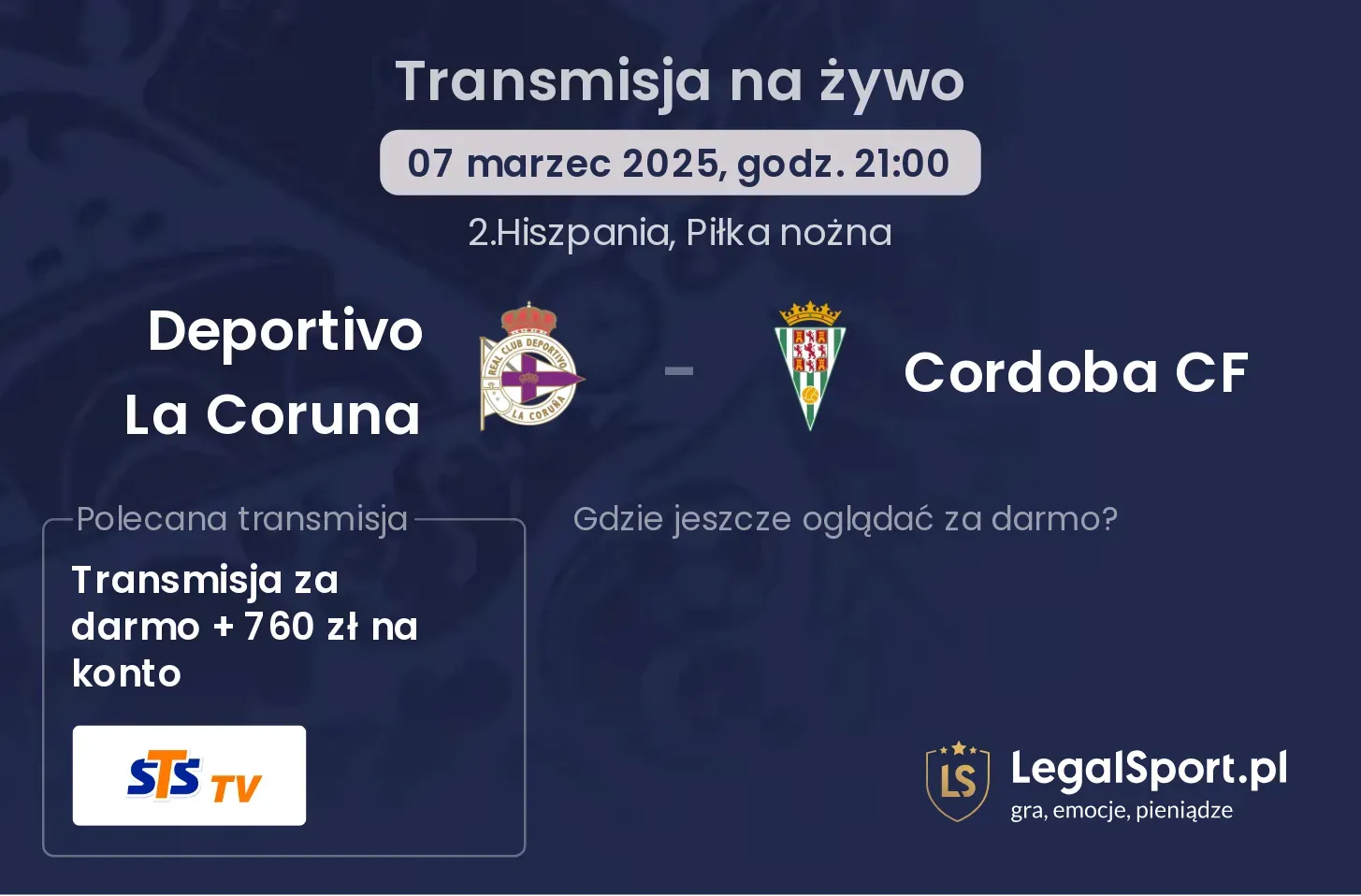 Deportivo La Coruna - Cordoba CF gdzie oglądać?
