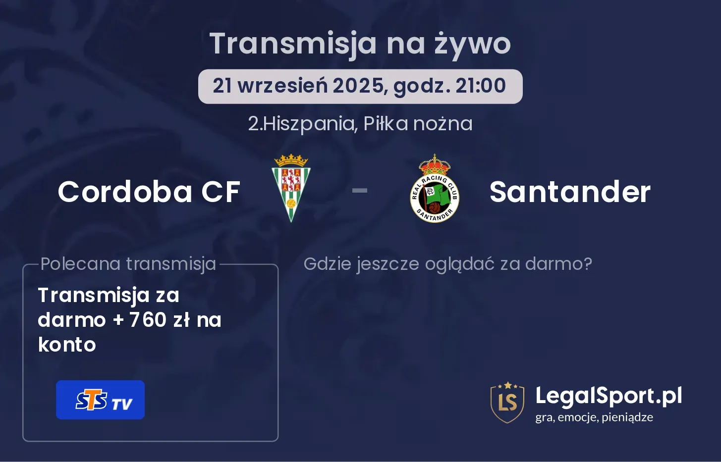 Cordoba CF - Santander gdzie oglądać?