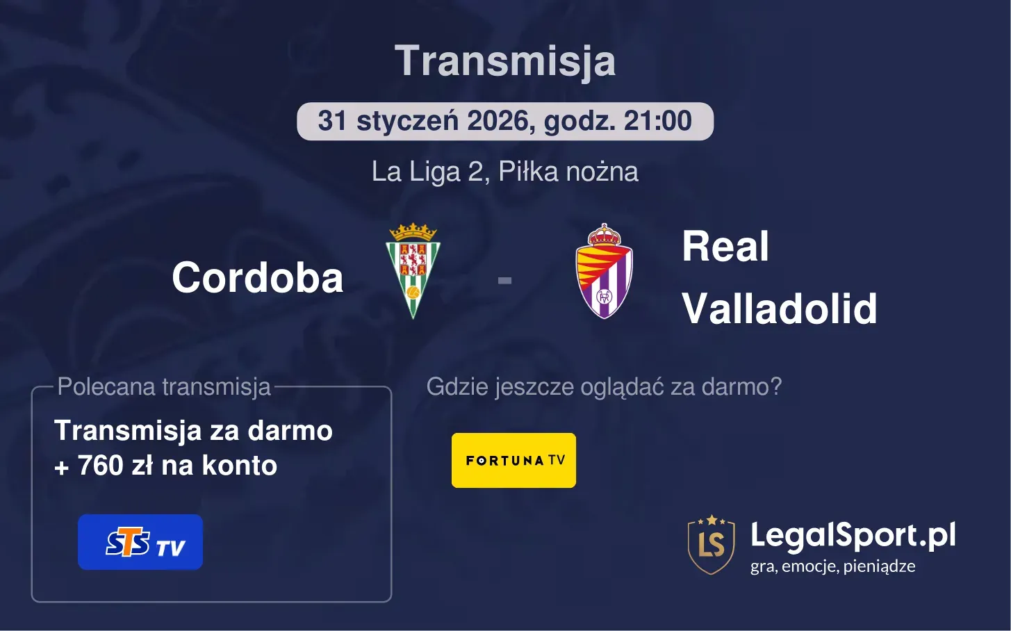 Cordoba - Real Valladolid Transmisje