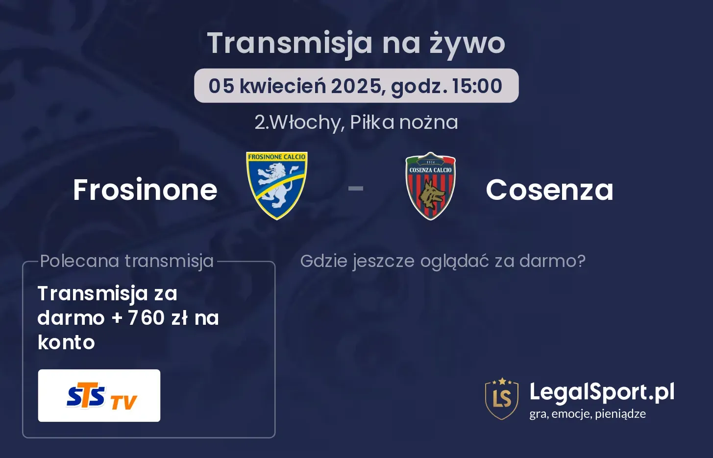 Frosinone - Cosenza gdzie oglądać?