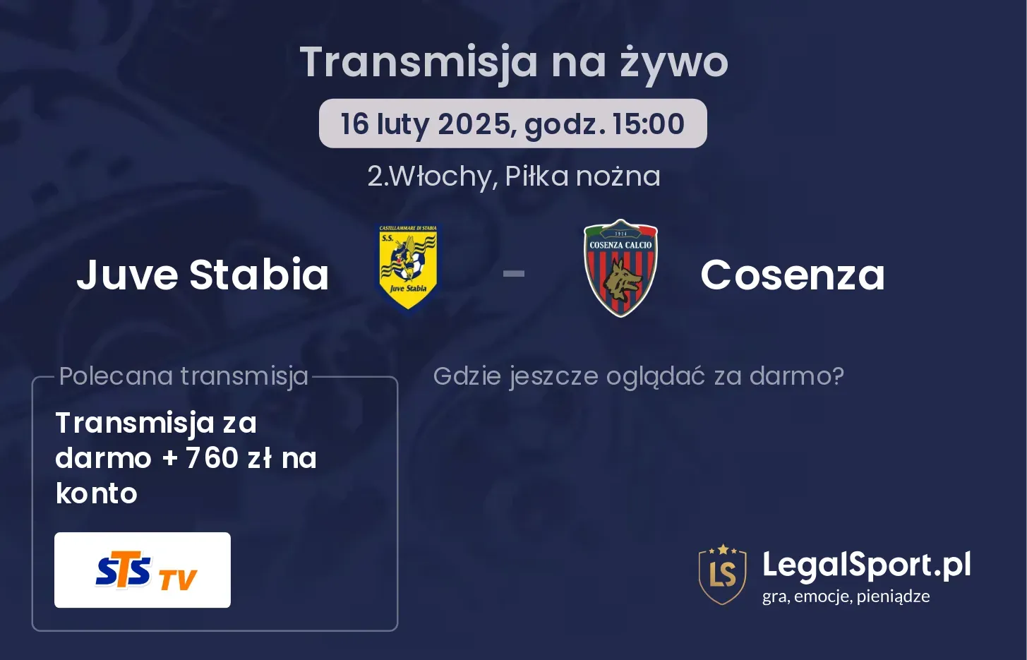 Juve Stabia - Cosenza gdzie oglądać?