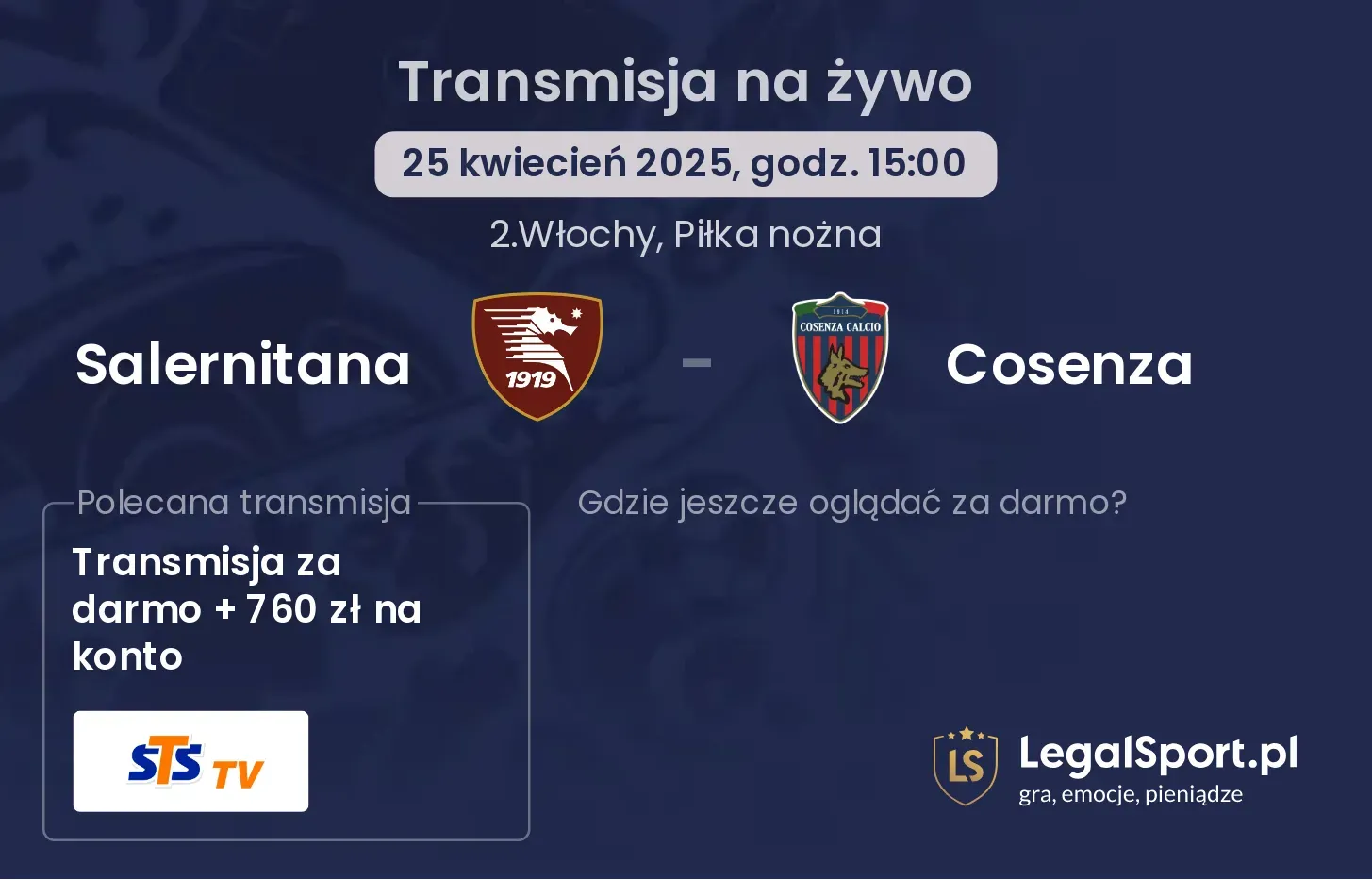Salernitana - Cosenza gdzie oglądać transmisję?