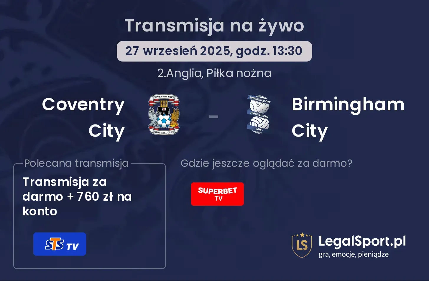 Coventry City - Birmingham City gdzie oglądać?