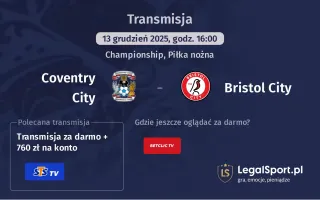 Coventry City - Bristol City gdzie oglądać? (13.12)
