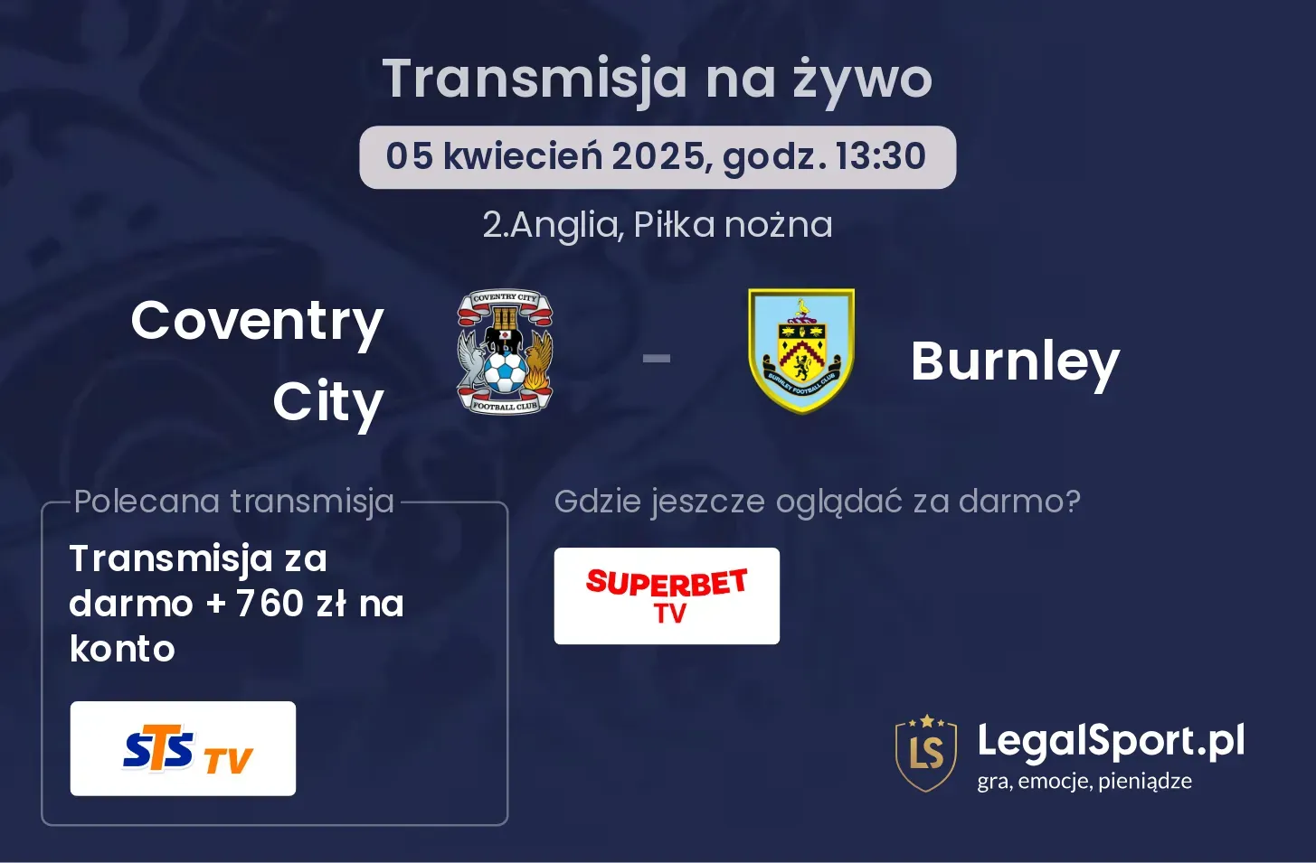 Coventry City - Burnley gdzie oglądać transmisję?