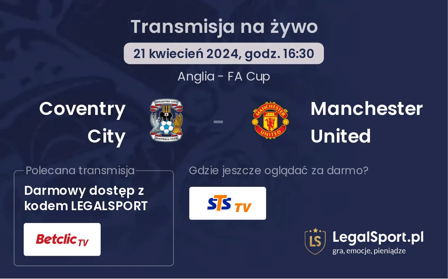 Coventry City - Manchester United transmisja na żywo