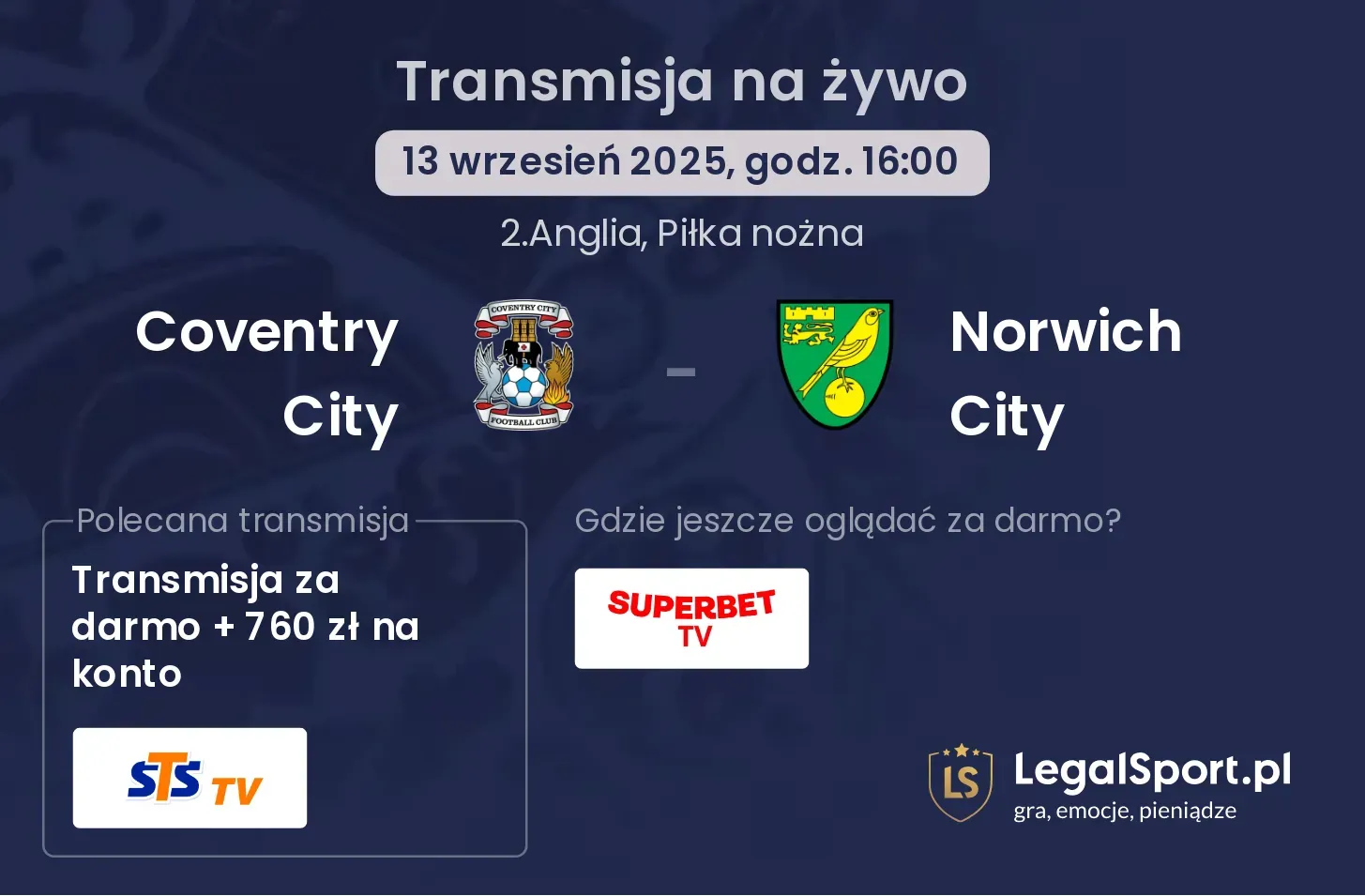 Coventry City - Norwich City gdzie oglądać?