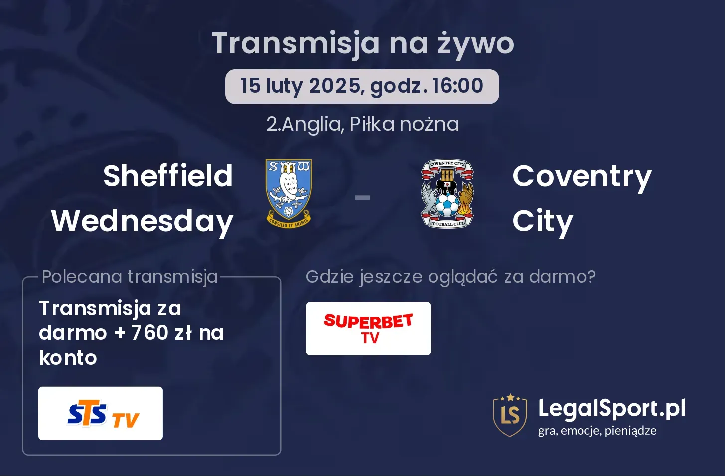 Sheffield Wednesday - Coventry City gdzie oglądać?