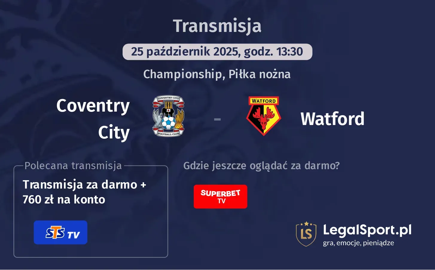 Coventry City - Watford Transmisje
