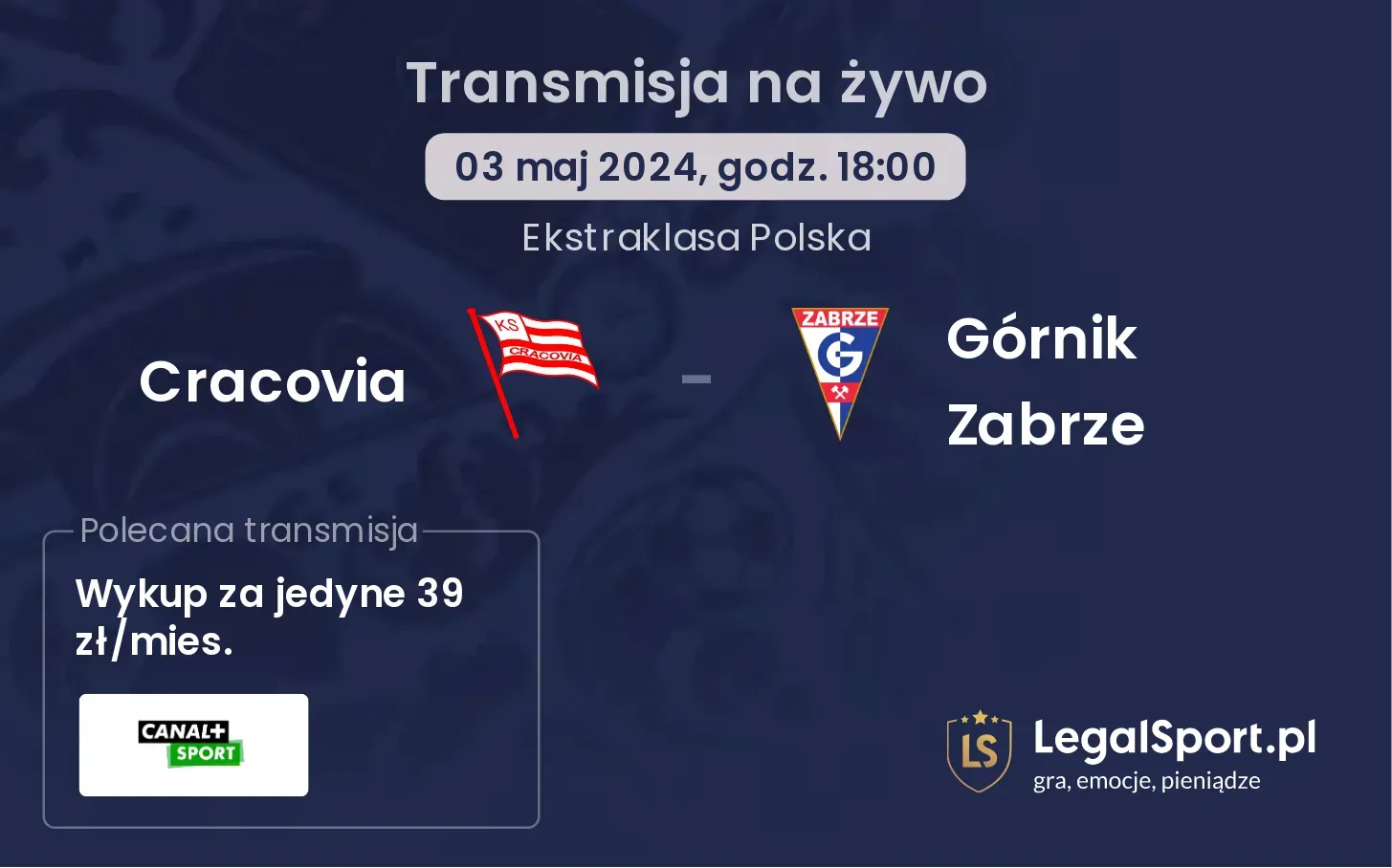 Cracovia - Górnik Zabrze transmisja na żywo