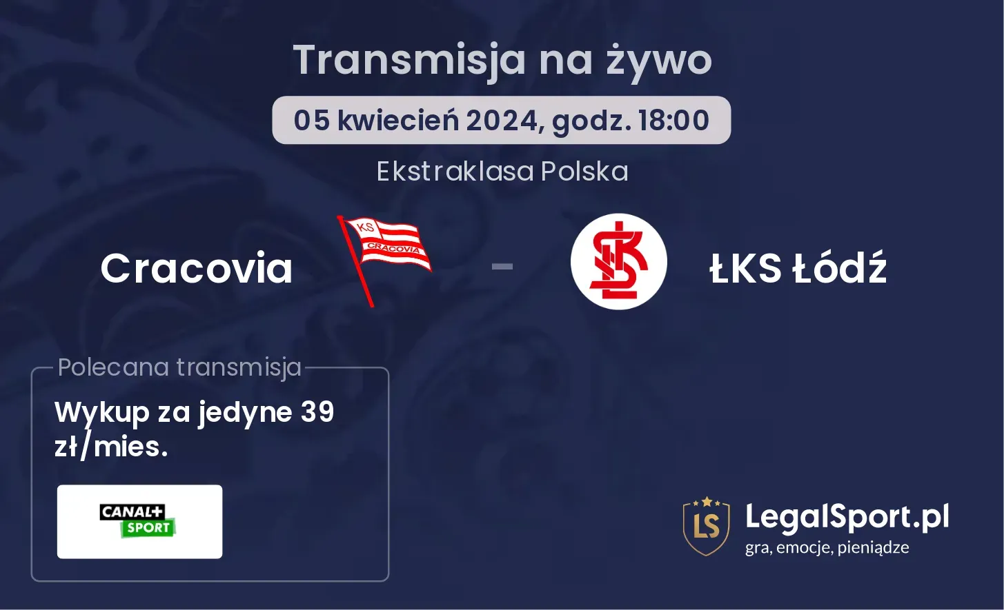 Cracovia - ŁKS Łódź transmisja na żywo