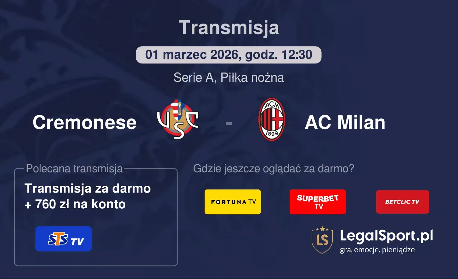 Cremonese - AC Milan Transmisje