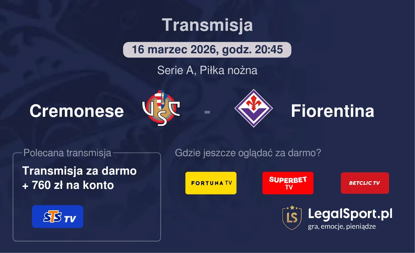 Cremonese - Fiorentina Transmisje