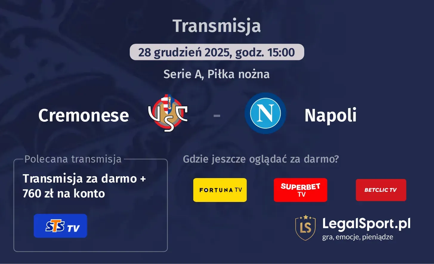Cremonese - Napoli Transmisje