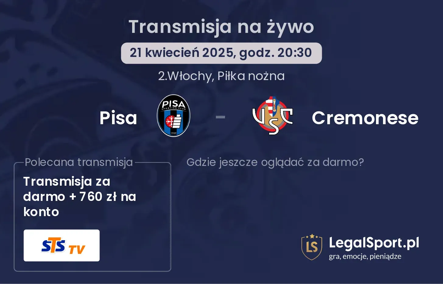 Pisa - Cremonese gdzie oglądać?