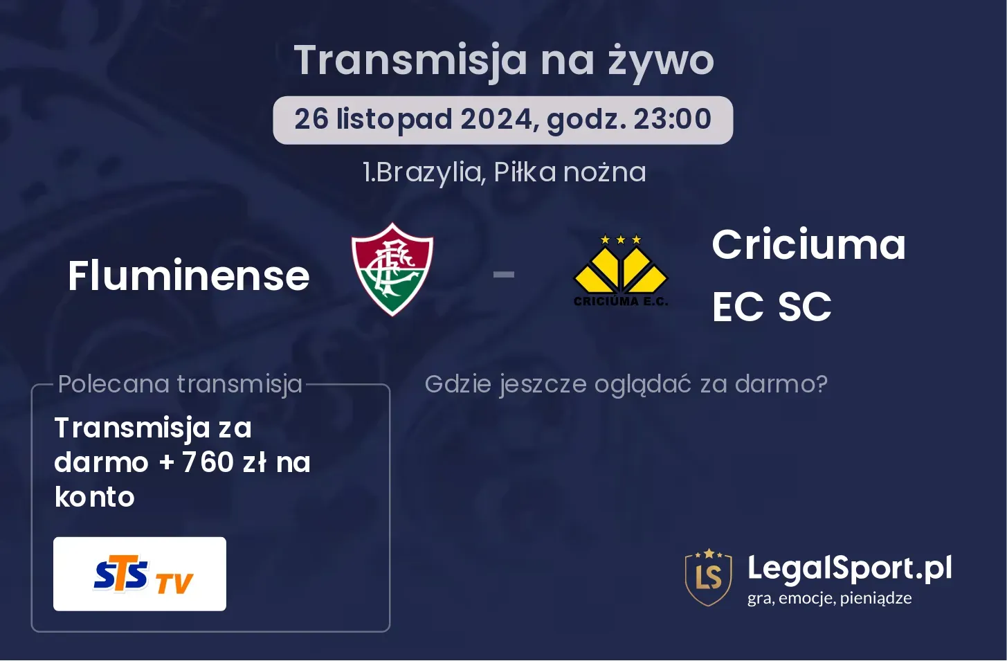 Fluminense - Criciuma EC SC gdzie oglądać?