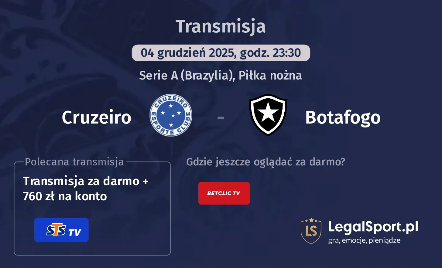 Cruzeiro - Botafogo Transmisje