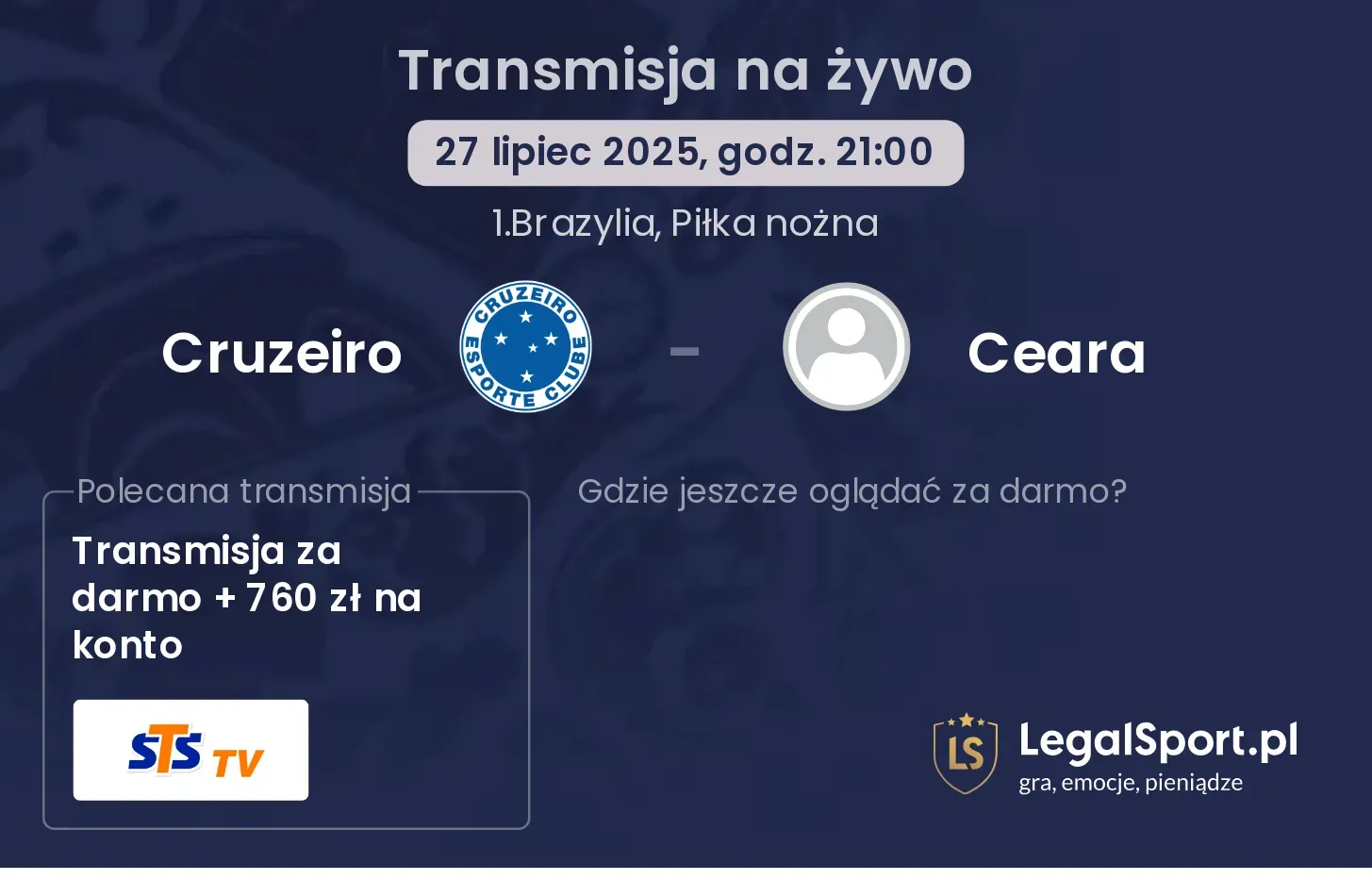 Cruzeiro - Ceara gdzie oglądać?