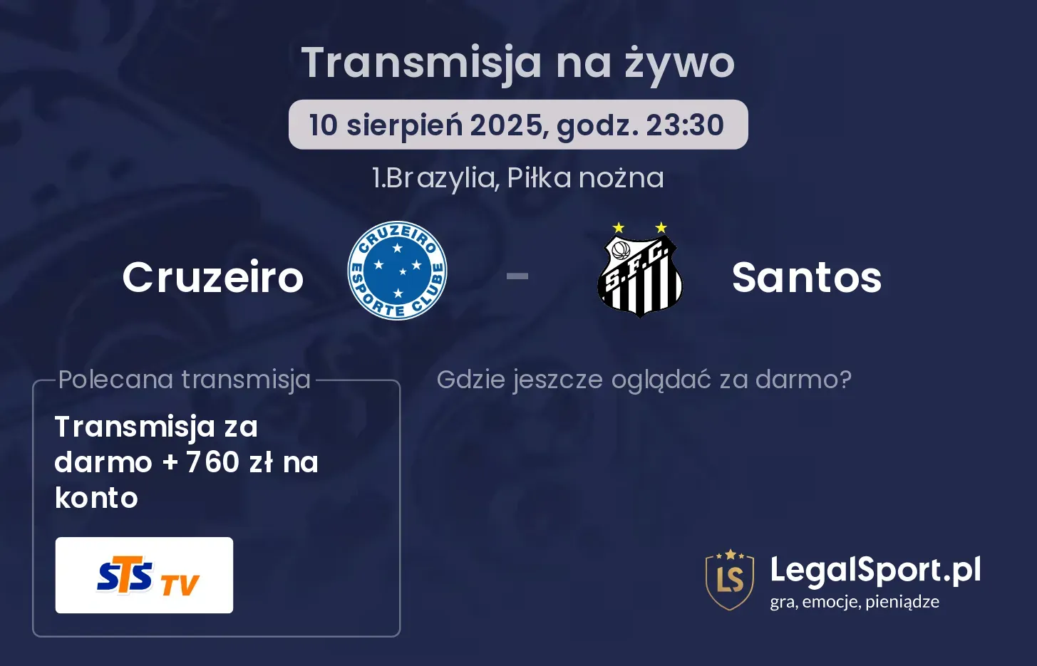 Cruzeiro - Santos gdzie oglądać?