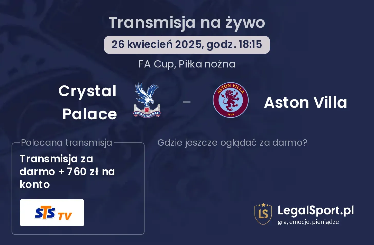 Crystal Palace - Aston Villa gdzie oglądać?