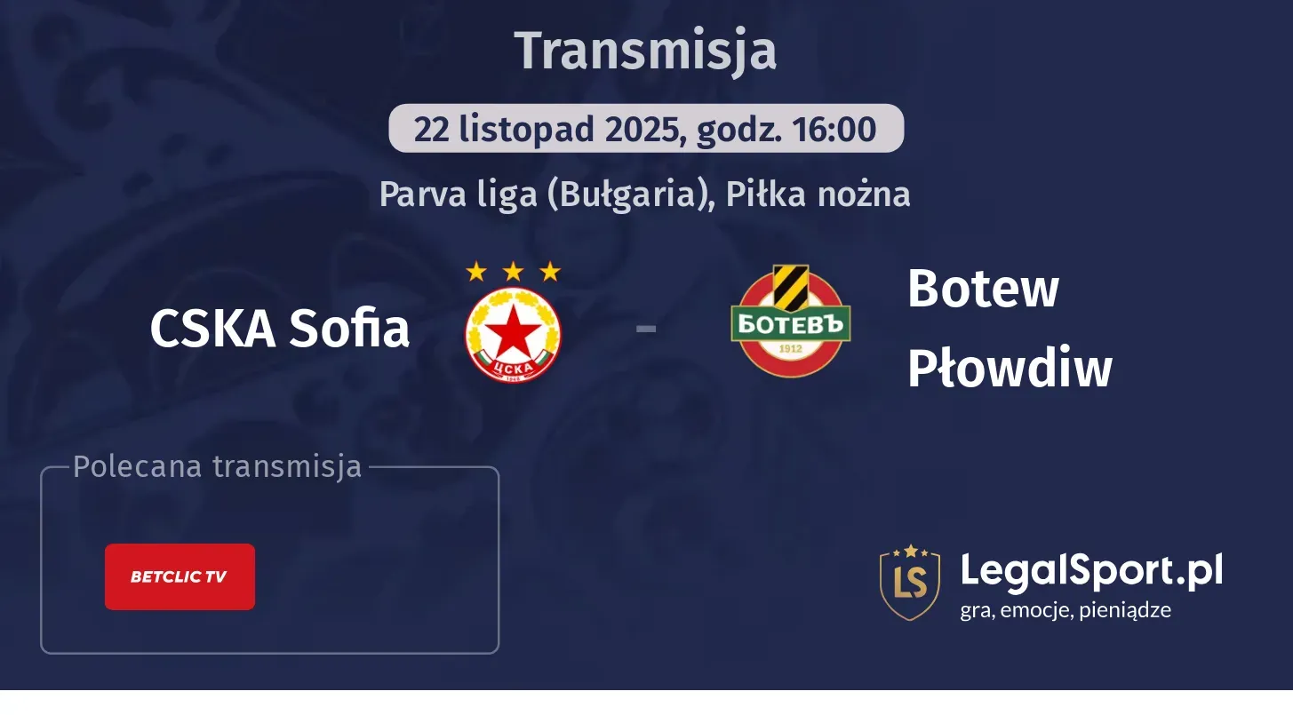 CSKA Sofia - Botew Płowdiw Transmisje