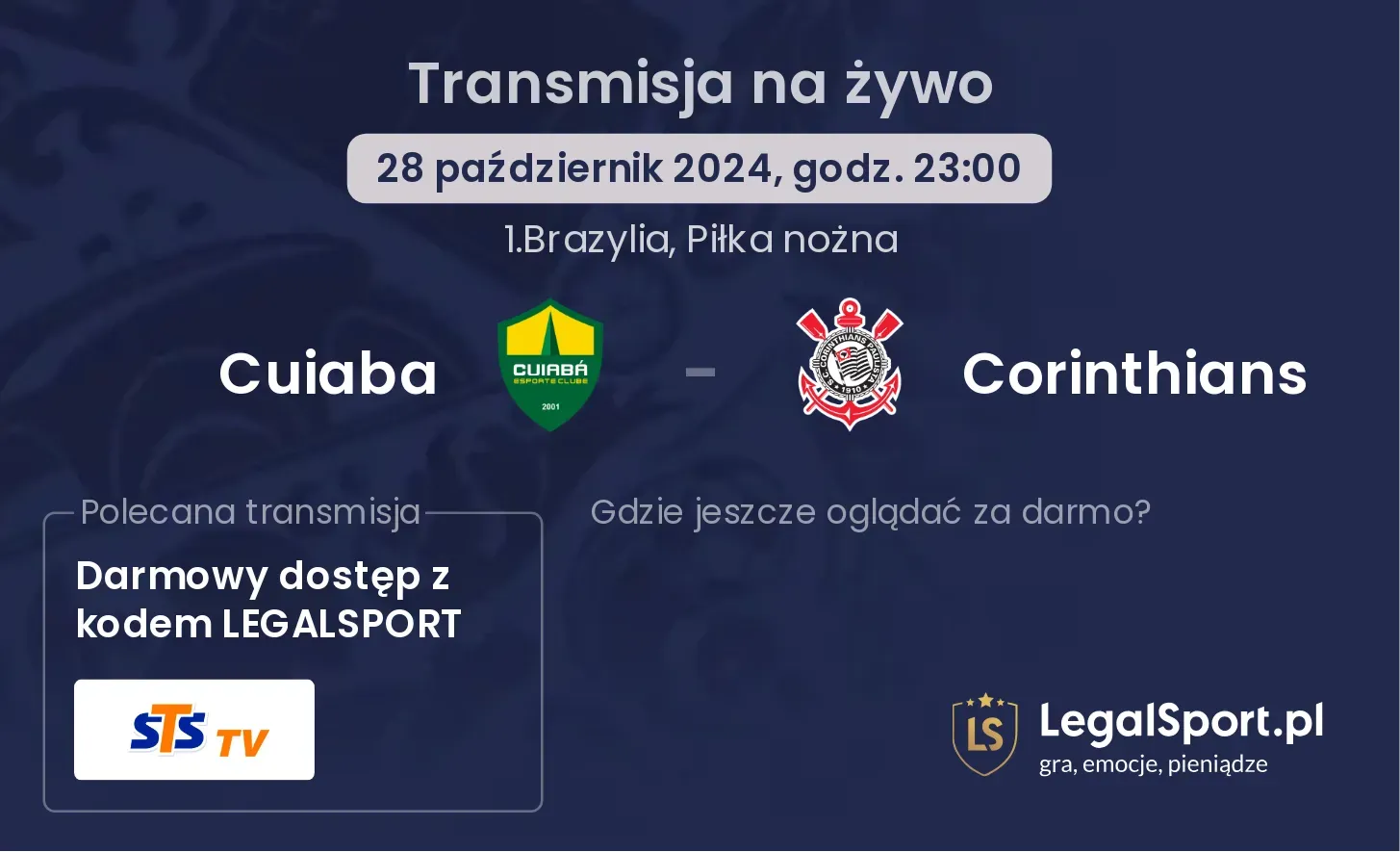 Cuiaba - Corinthians gdzie oglądać? 28.10, godz. 23:00
