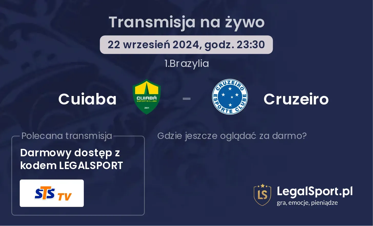 Cuiaba - Cruzeiro gdzie oglądać? 22.09, godz. 23:30