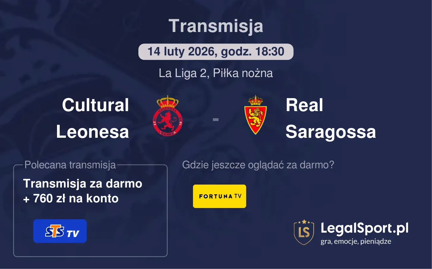 Cultural Leonesa - Real Saragossa Transmisje