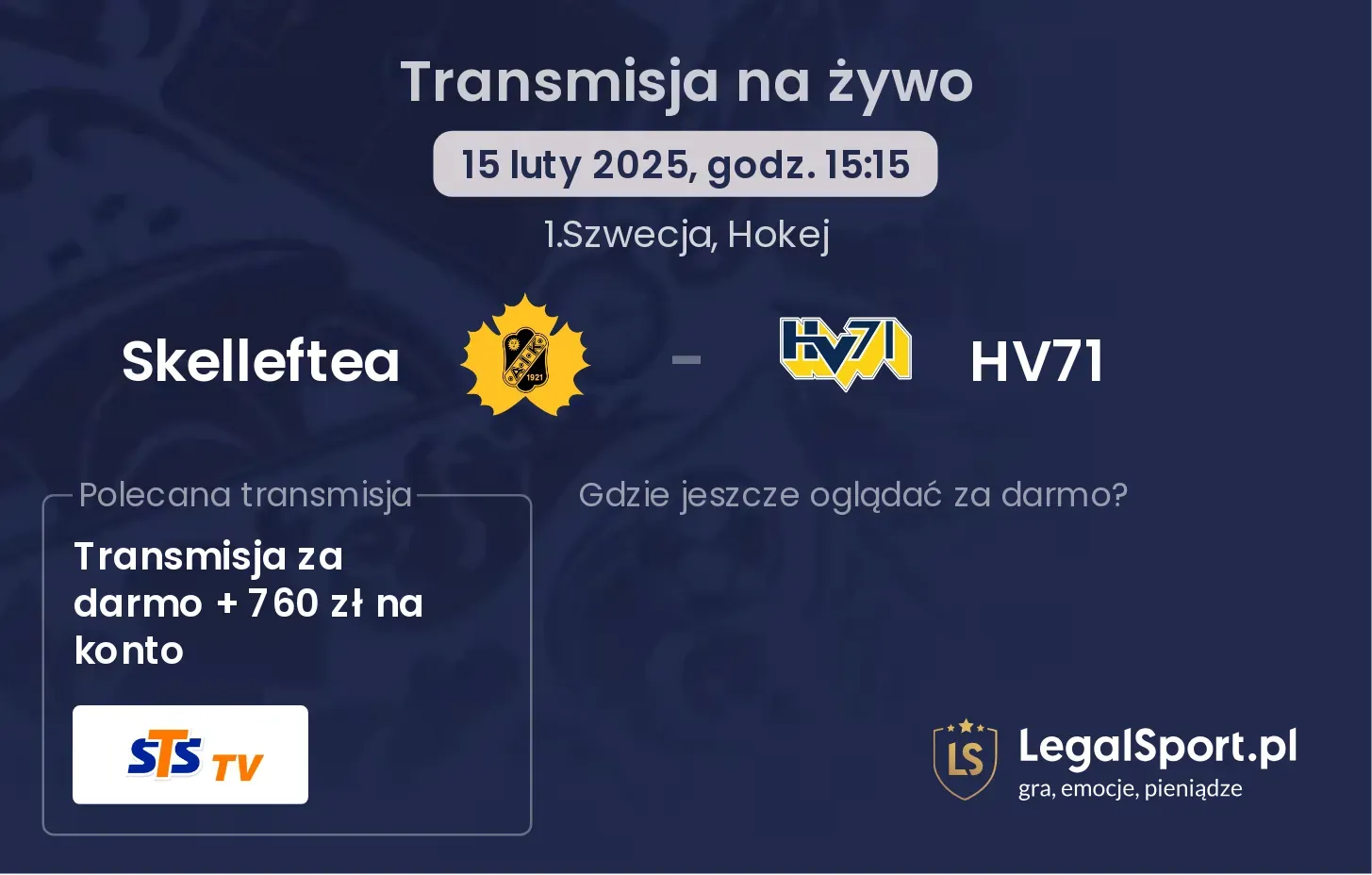Skelleftea - HV71 gdzie oglądać?