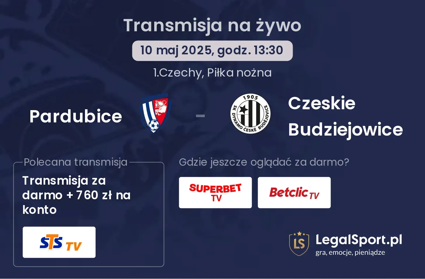 Pardubice - Czeskie Budziejowice gdzie oglądać?