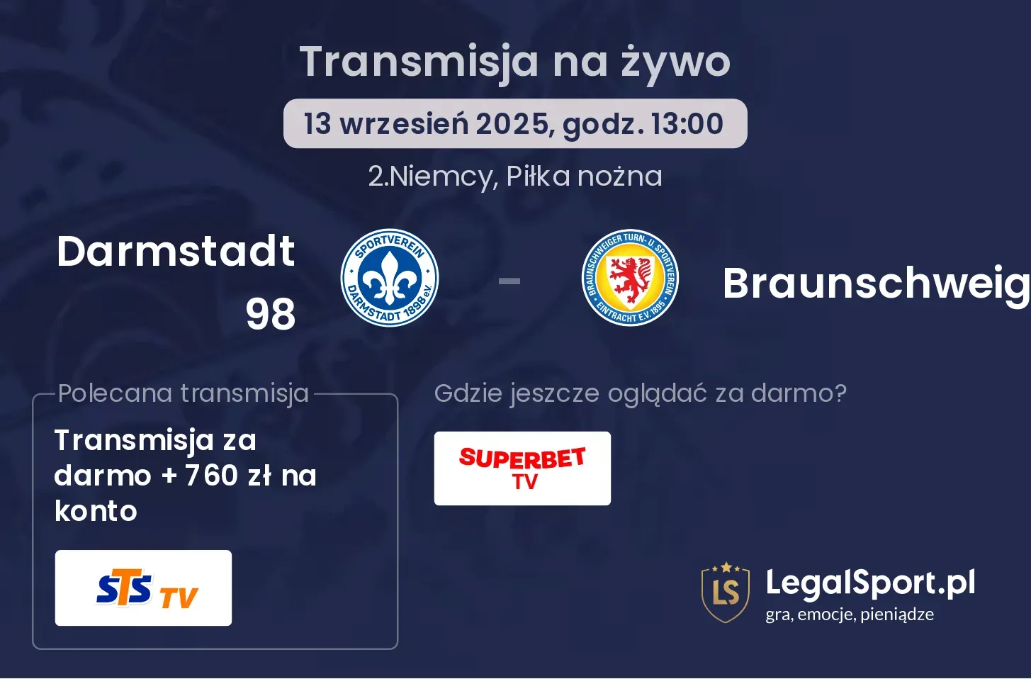 Darmstadt 98 - Braunschweig gdzie oglądać?