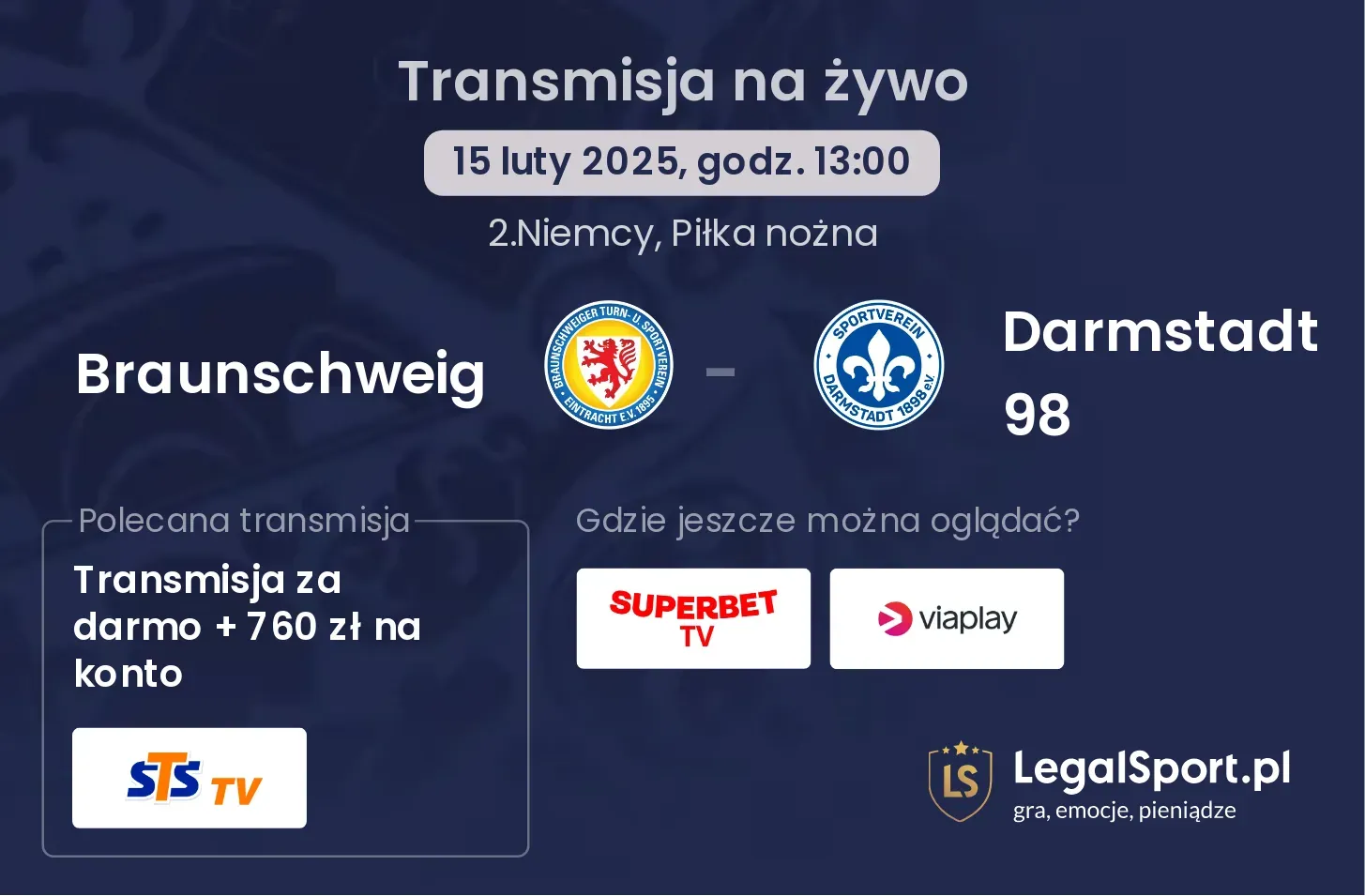 Braunschweig - Darmstadt 98 gdzie oglądać?