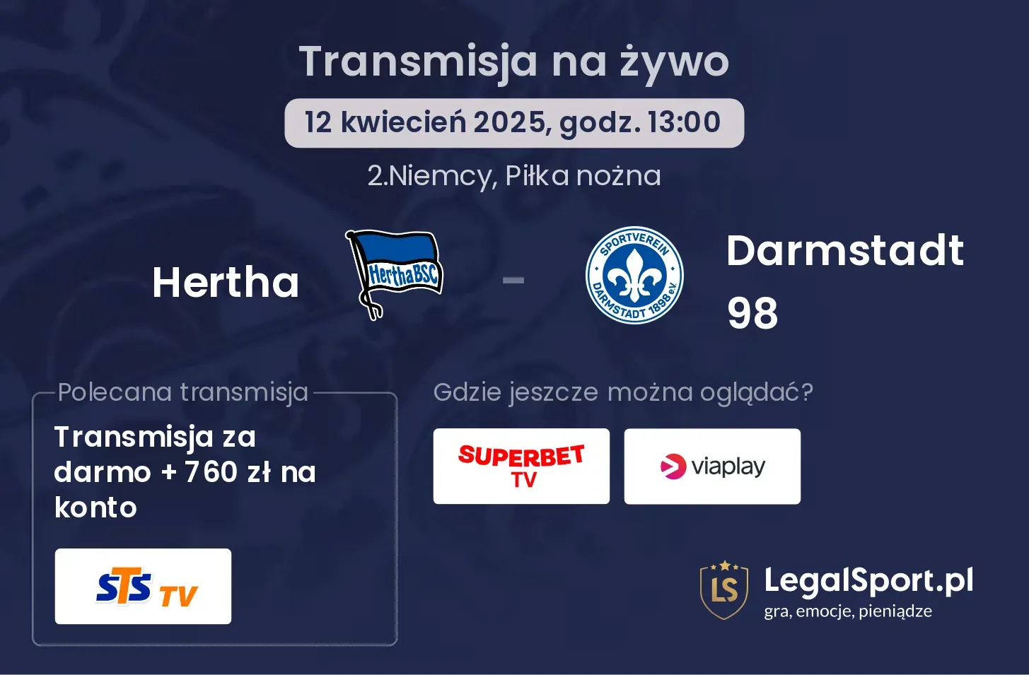 Hertha - Darmstadt 98 gdzie oglądać?