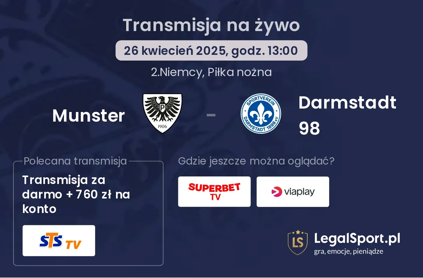 Munster - Darmstadt 98 gdzie oglądać?