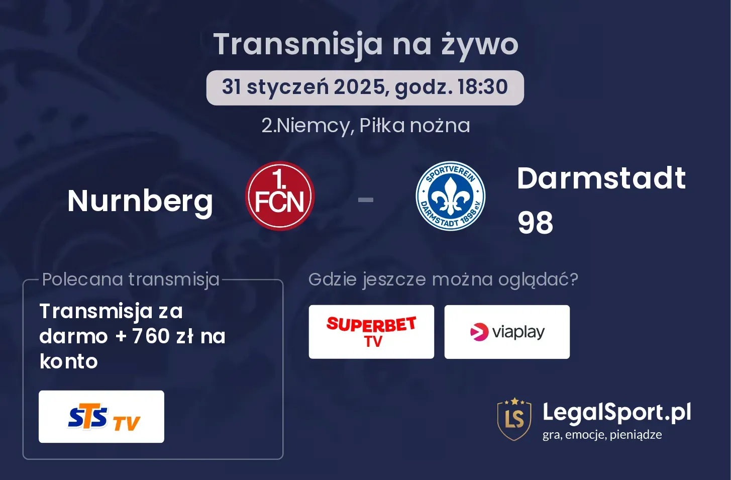 Nurnberg - Darmstadt 98 gdzie oglądać?