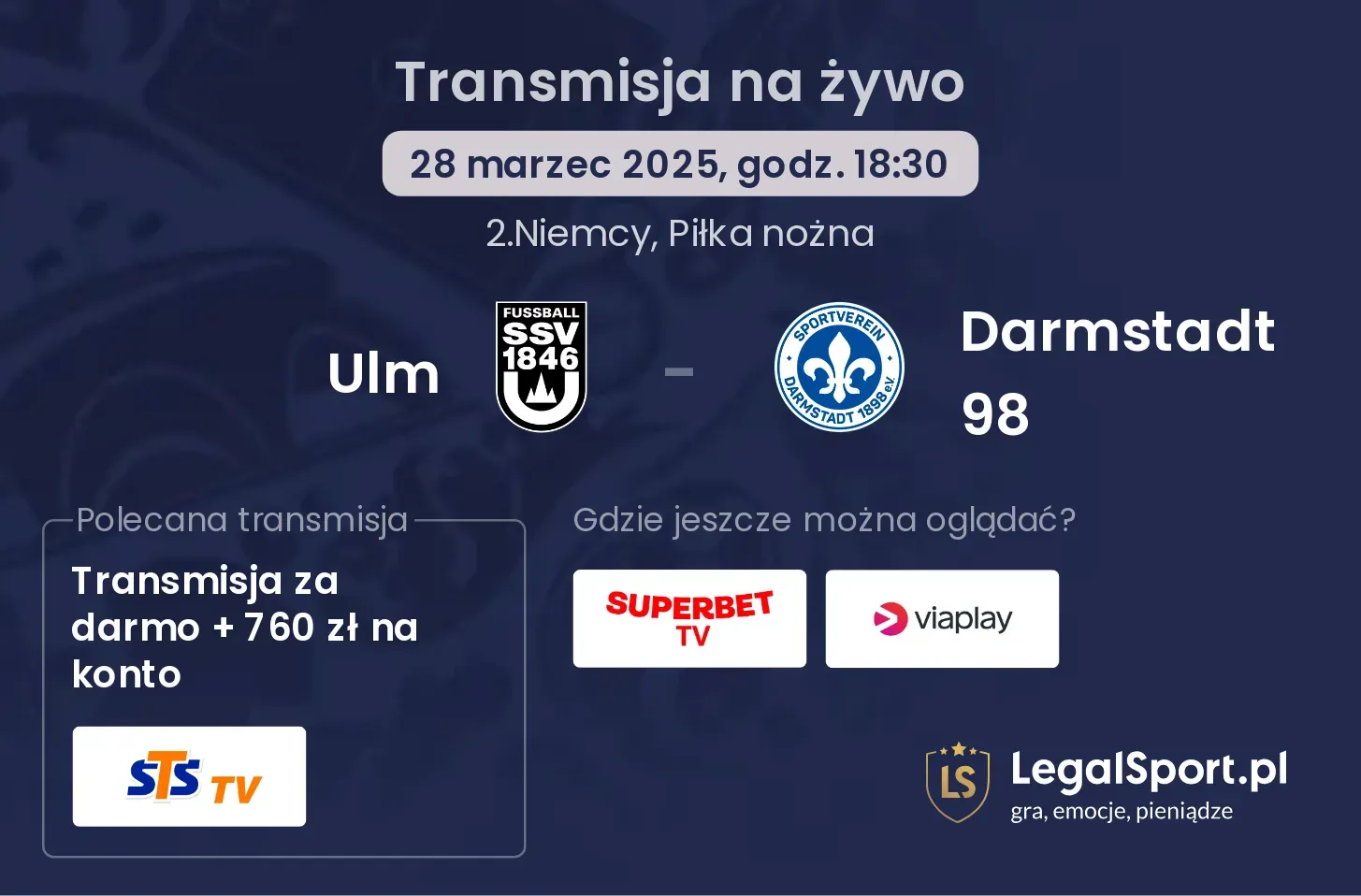 Ulm - Darmstadt 98 gdzie oglądać?