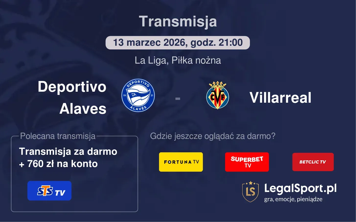 Deportivo Alaves - Villarreal Transmisje